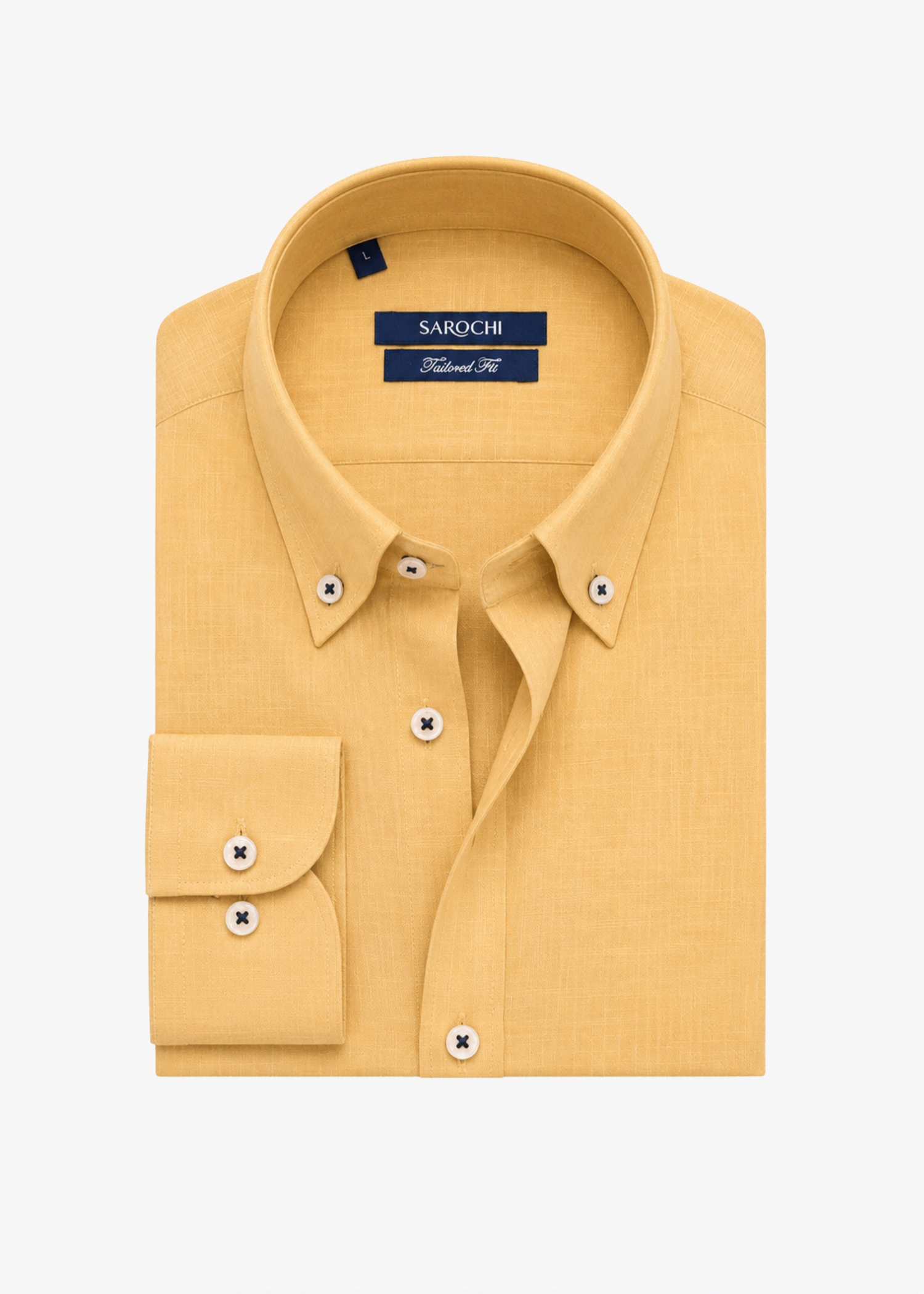 linen1 پیراهن کلاسیک لینن ساده پرتقالی - Image 1