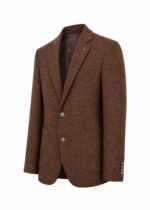 کت تک کژوال پشمی طرح دار قهوه ای - Image 3